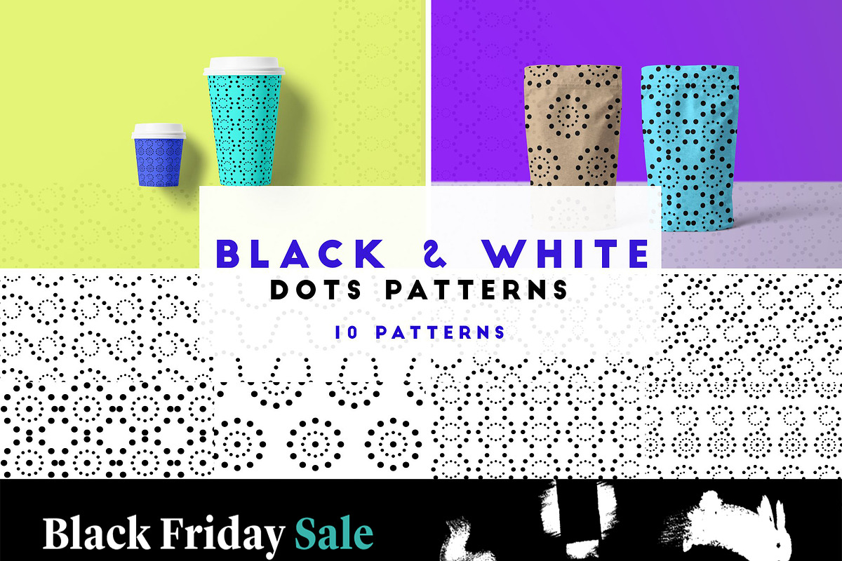 black & white dots patterns, a Pattern Graphic by designbydi (Photo 1 of 14)