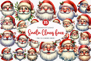 Retro Funny Santa Claus Face Clipart, an Illustration by SinaCreation