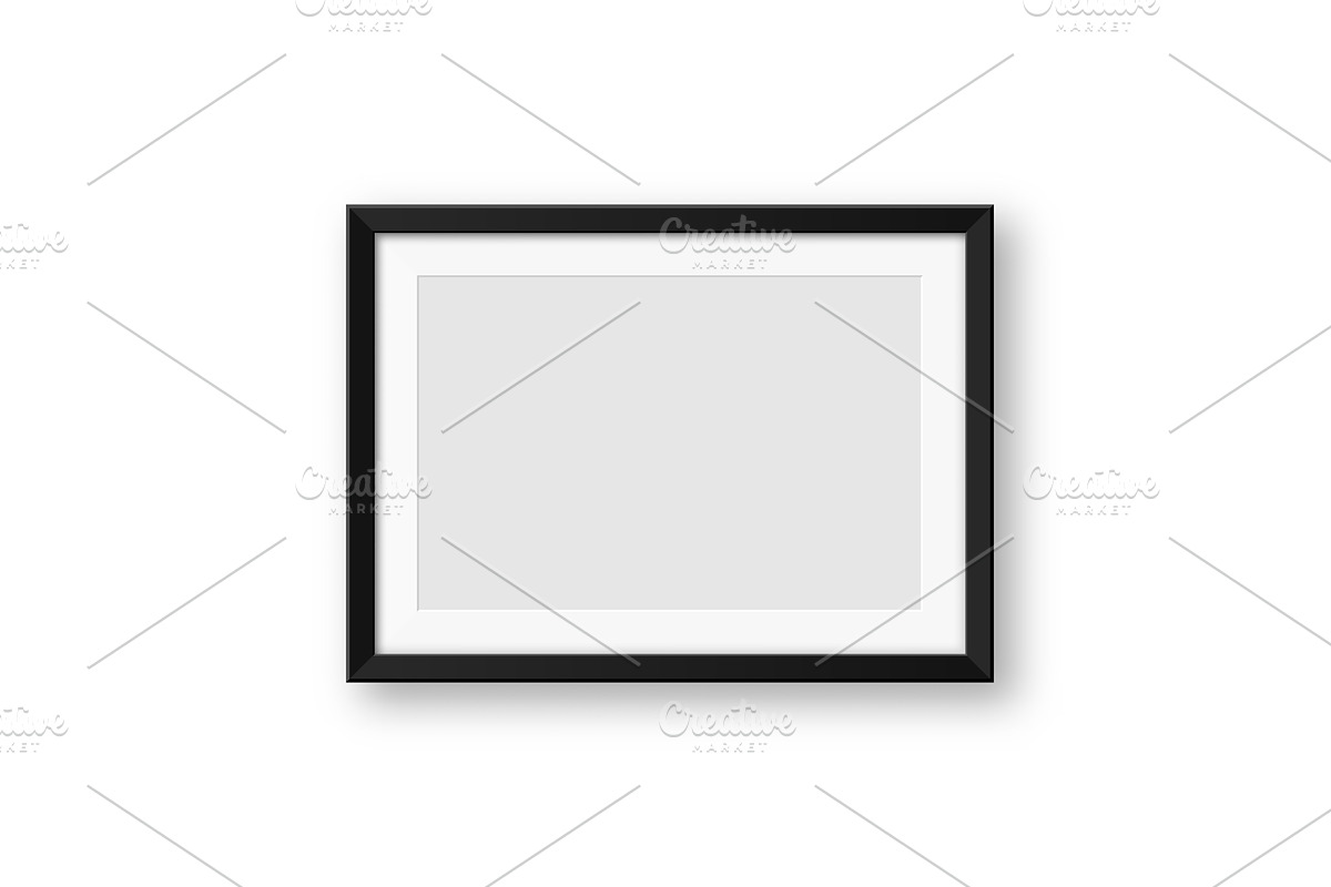 Realistic blank black picture frames, an Illustration by 32pixels