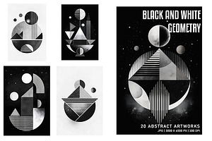 Black and White Geometry, a Decorative Illustration by Digital Art Creations