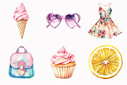 Watercolor Girly Summer Clipart, an Illustration by Design Market (Thumbnail 5 of 5)