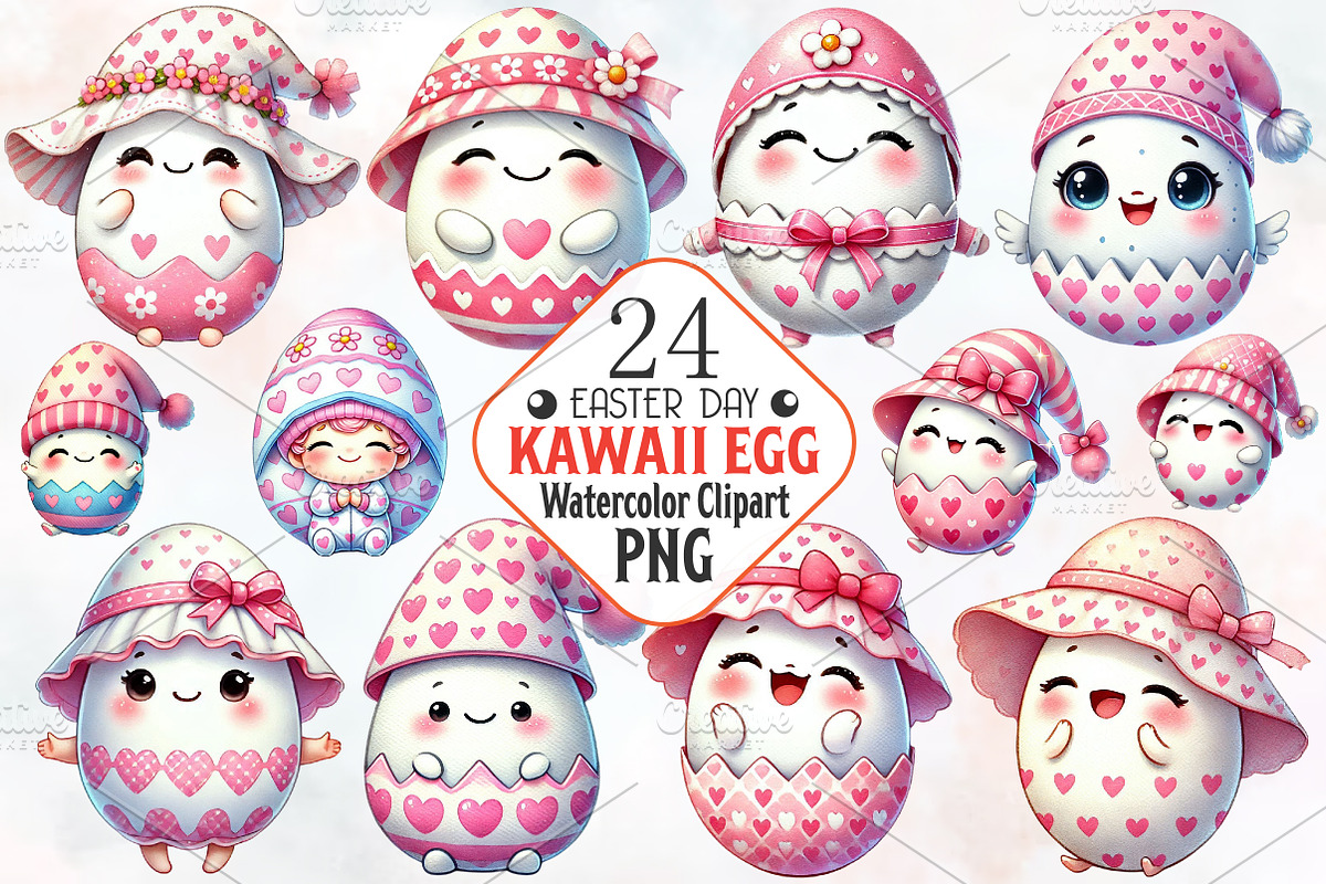 Easter Day Kawaii Egg Sublimation, an Illustration by RobertsArt (Photo 1 of 4)