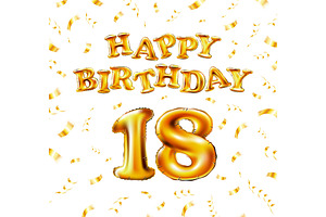 Happy Birthday 18 gold eighteen art