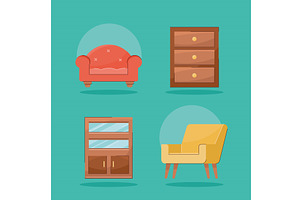 house things four icons, an Object Illustration by studiogstock