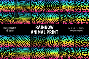 Rainbow Animal Print Digital Paper, a Pattern Graphic by Chromolume Studio