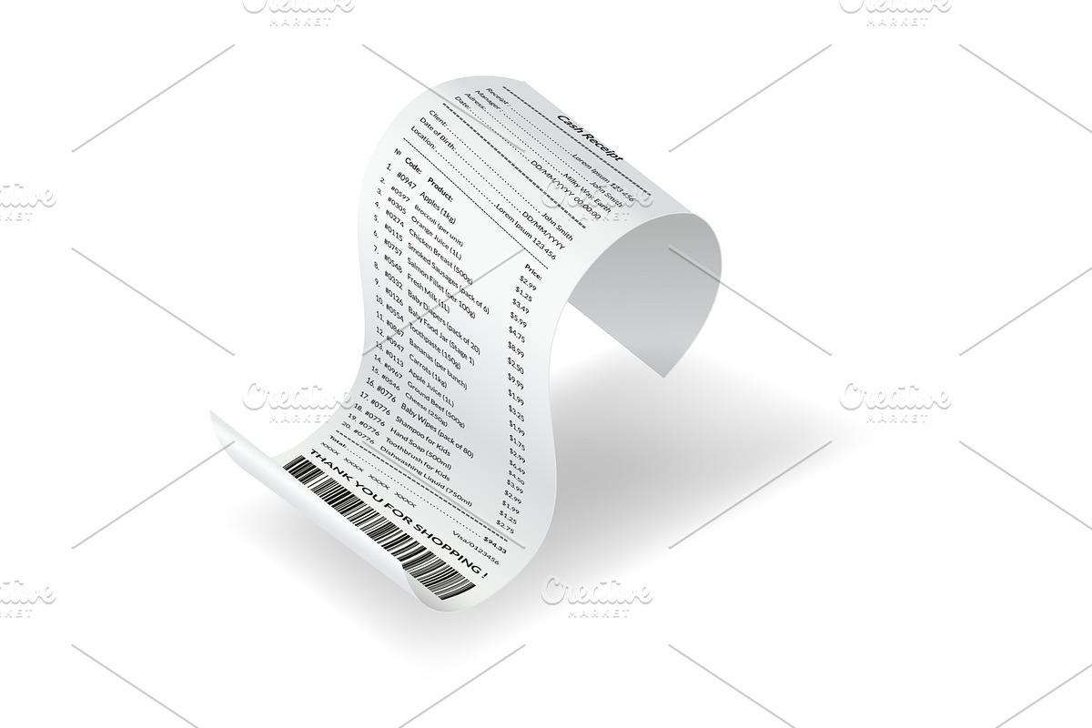 Payment check or receipts with, a Finance Illustration by the8monkey