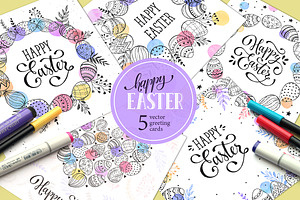 Happy Easter cards set