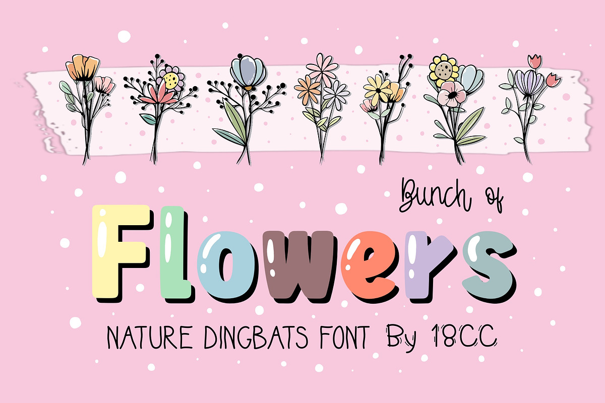 Bunch of Flowers OTF Dingbats Font, a Symbol Font by DREAMs Soul G. (Photo 1 of 3)