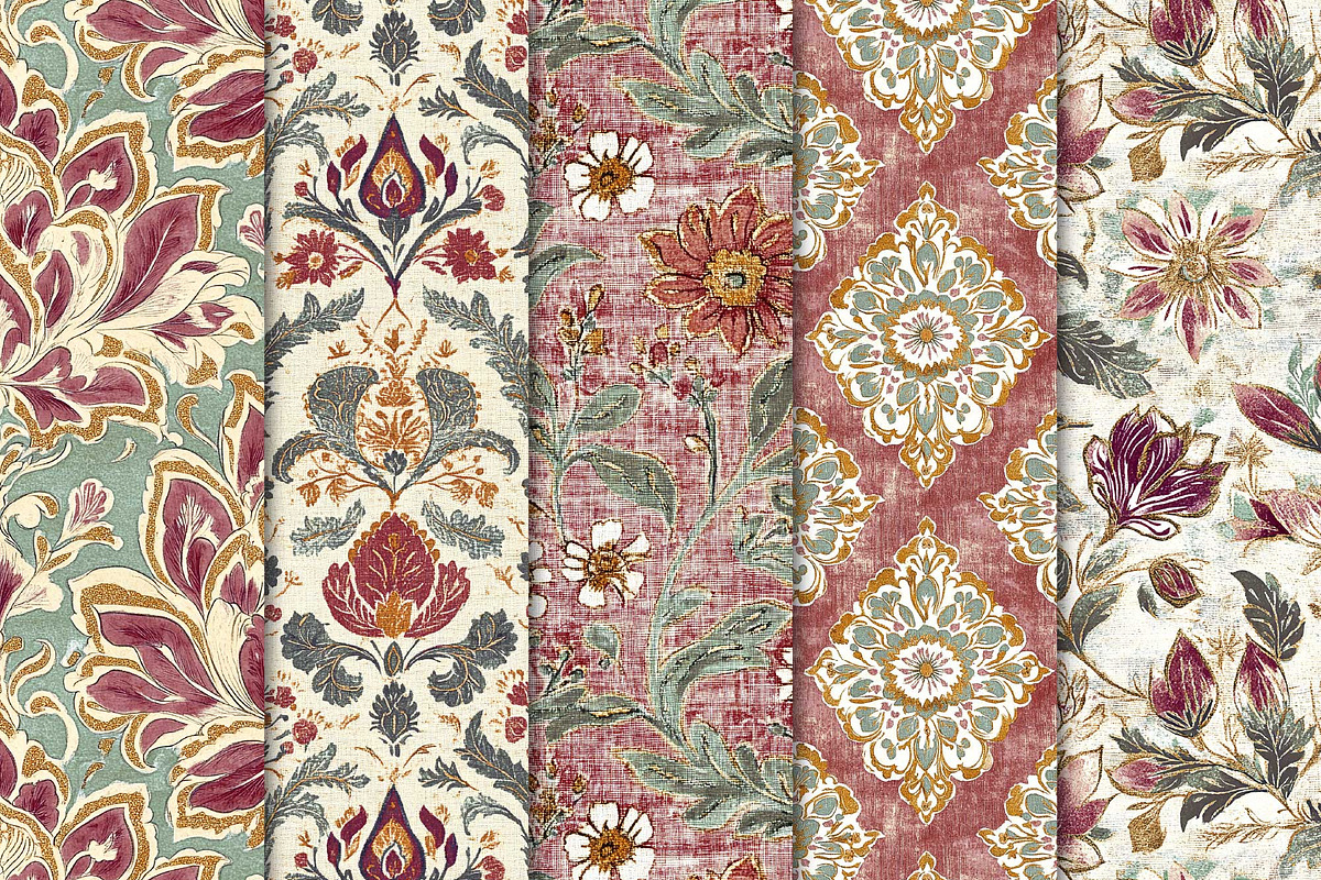 Vintage Seamless Digital Paper Set, a Pattern Graphic by Maishop (Photo 2 of 4)