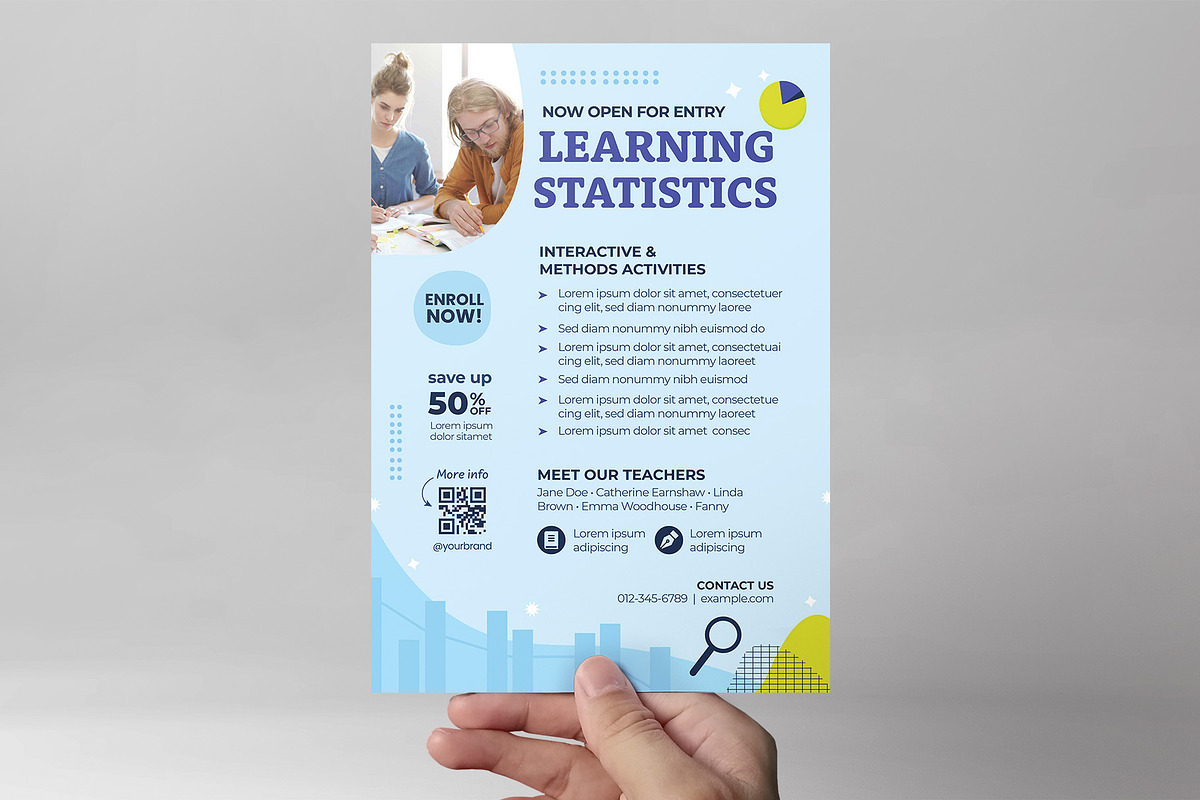 Statistics Education Flyer Template, a Flyer Template by BrandPacks