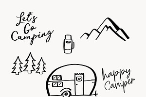 Camping Clip Art - Outdoors Doodles