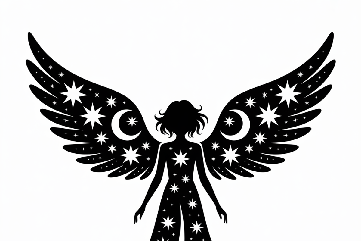 starry angel wings silhouette, an Illustration by Amazin_art (Photo 2 of 21)