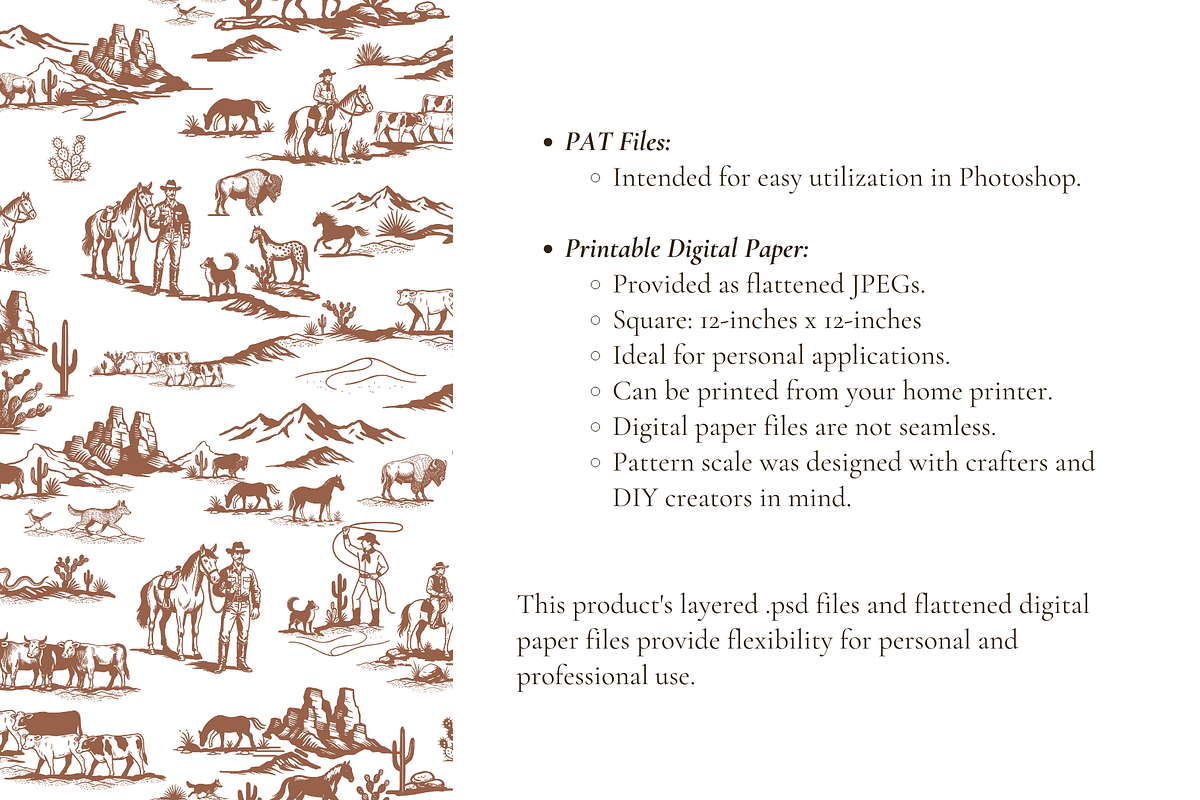 Classic Cowboy Illustrated Pattern, a Pattern Graphic by Hughes Studio (Photo 8 of 9)
