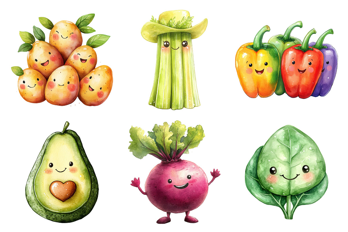 Cute Vegetables Sublimation Clipart, an Illustration by Daily.Designs (Photo 4 of 5)