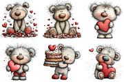 Whimsical Valentine Teddy Bear PNG, an Illustration by CraftArtStudio (Thumbnail 2 of 6)