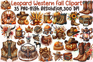 Leopard Western Fall Clipart, an Illustration by Sublimation Artist