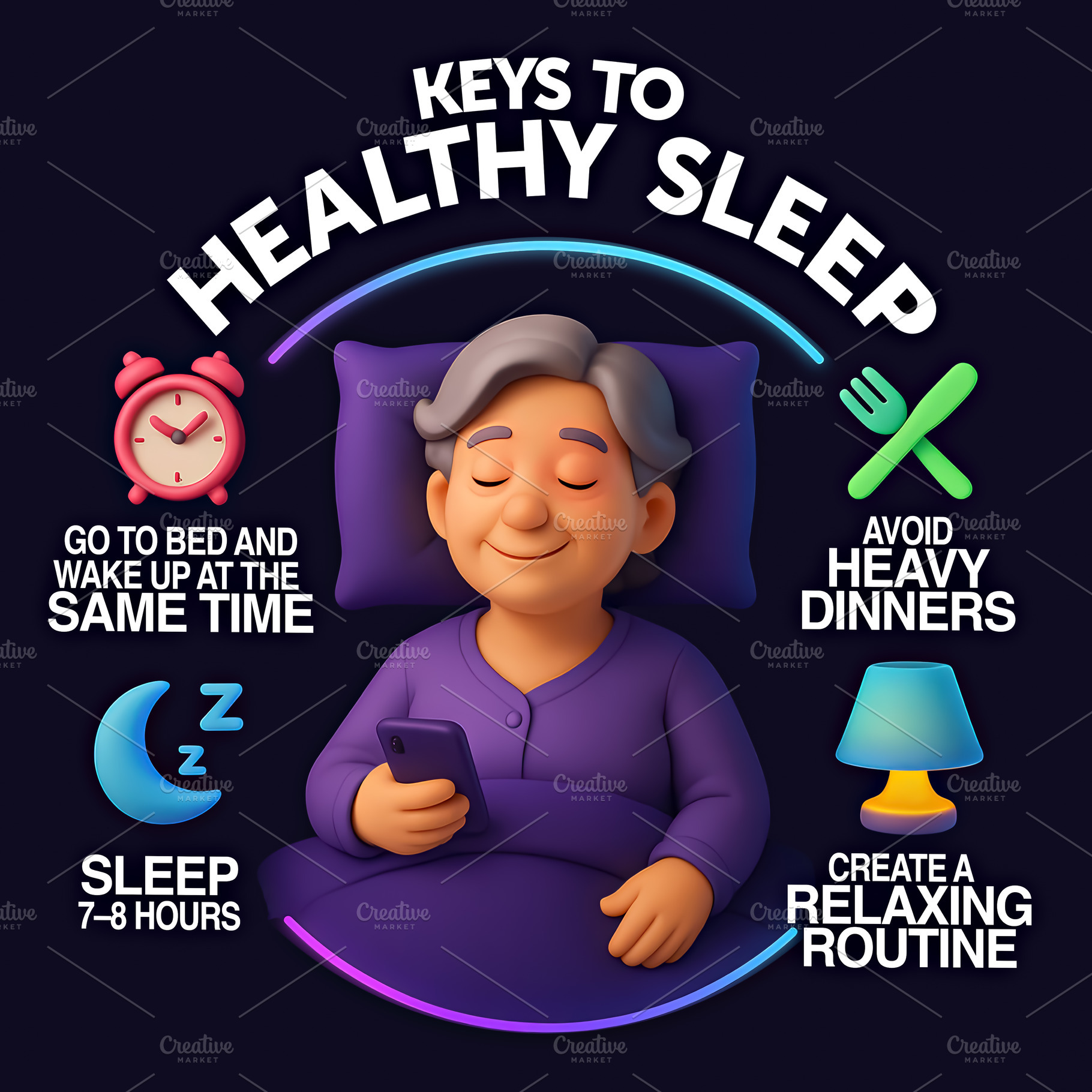 Educational illustration on sleep, a Health & Medical Photo by angellodeco