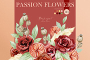 Boho floral watercolor red flowers, an Illustration by AnnaTkachi (Thumbnail 8 of 8)
