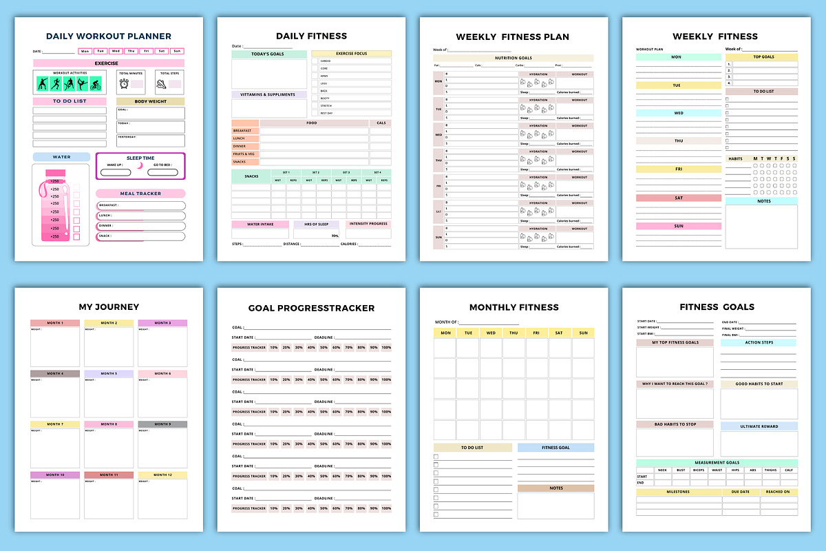 2025 Fitness Planner Bundle Canva, a Stationery Template by Designmela01 (Photo 4 of 6)