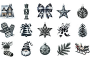 Black and White Christmas Clipart, an Illustration by Designking (Thumbnail 4 of 5)