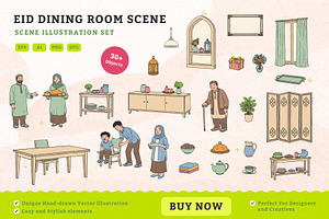 Eid Dining Room Scene Illustration