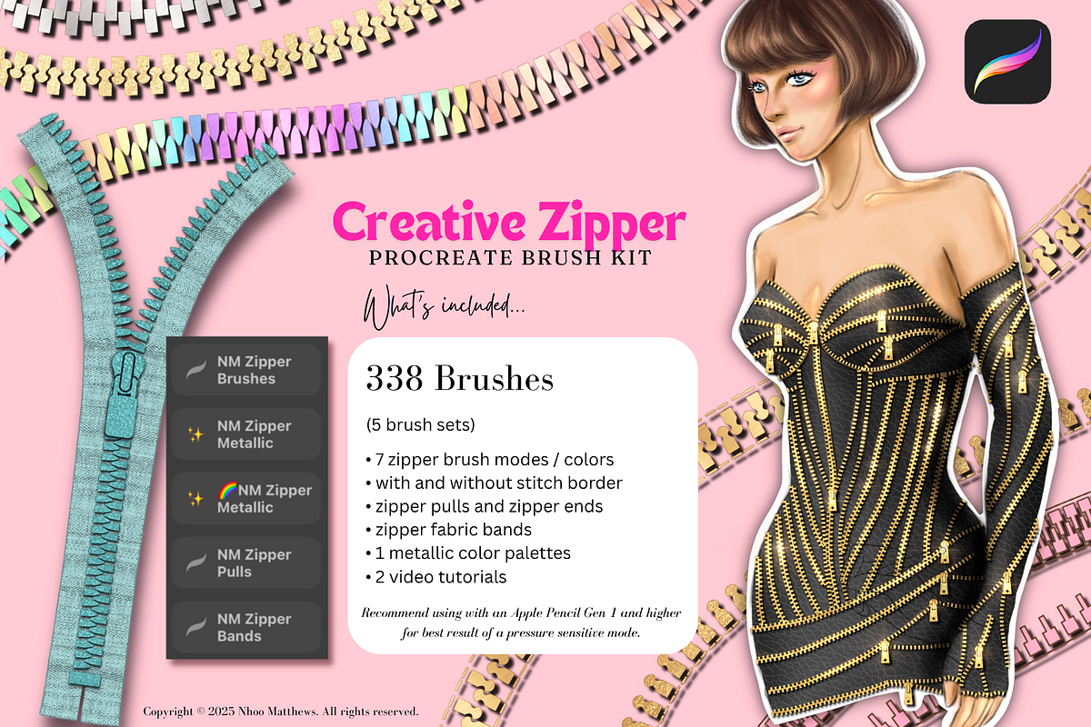 Creative Zipper Procreate Brush Kit, a Brush Add-On by Fashion Workshop Bkk (Photo 2 of 13)