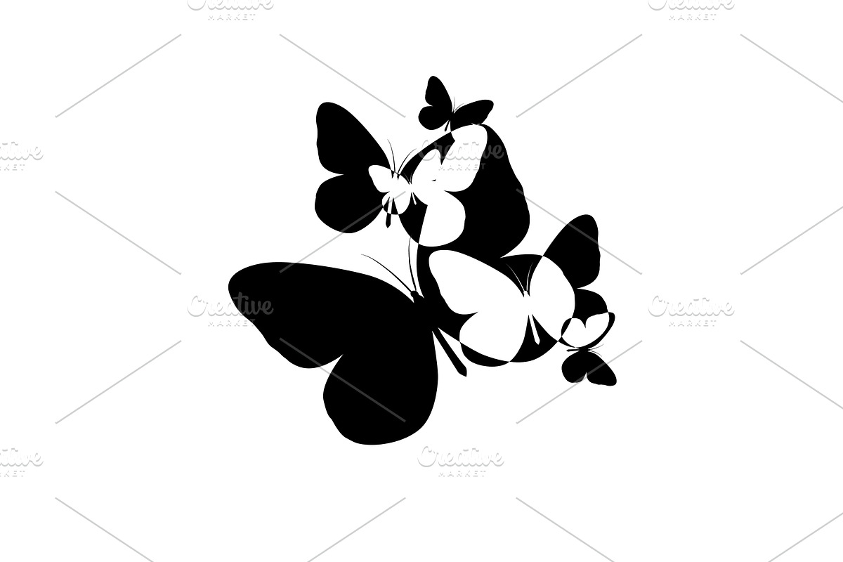 Black abstract butterfly silhouette, an Animal Illustration by Nenahliadava Design