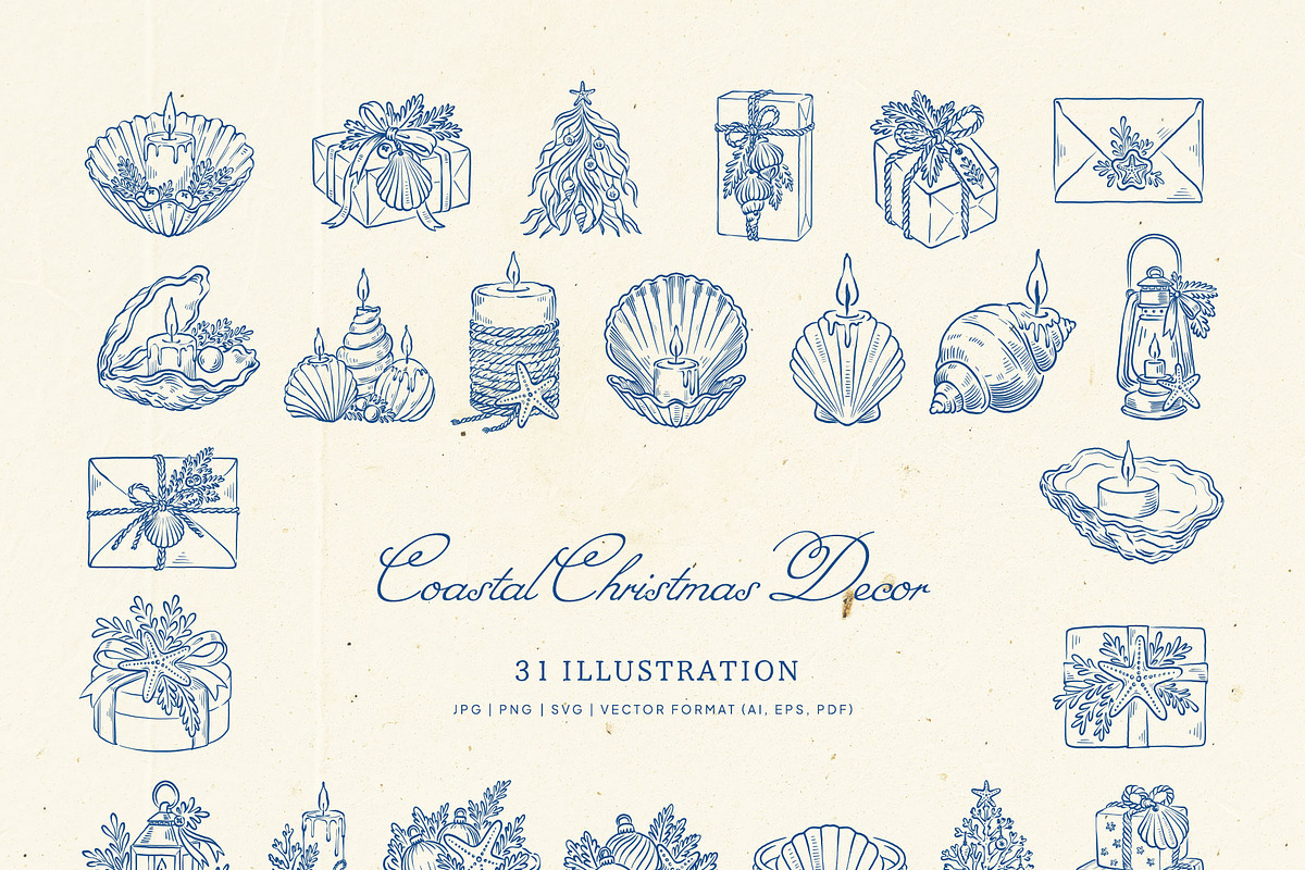 Coastal Christmas Illustration Kit, a Seasonal Illustration by KetteCreate (Photo 8 of 21)