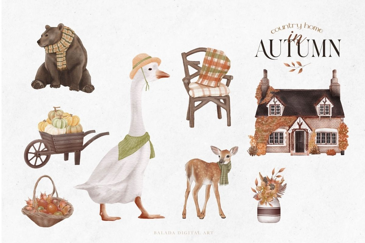 Country House in Autumn PNG, an Illustration by Balada Digital Art (Photo 2 of 6)