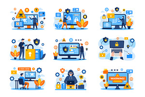 10 Cyber Crime Flat Illustration, an Illustration by Decta Store