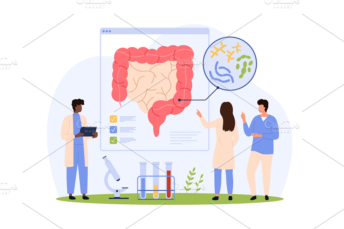 Gut health, healthy microbiome, an Object Illustration by Flashvector