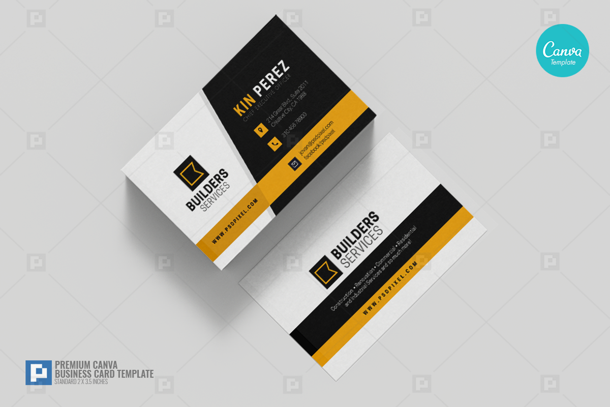 Construction Canva Business Card 01, a Business Card Template by PSDPixel (Photo 2 of 4)