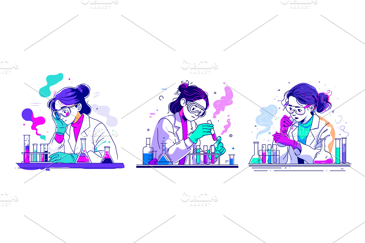 Woman chemist. Laboratory science, an Illustration by Stock-Smart-Start