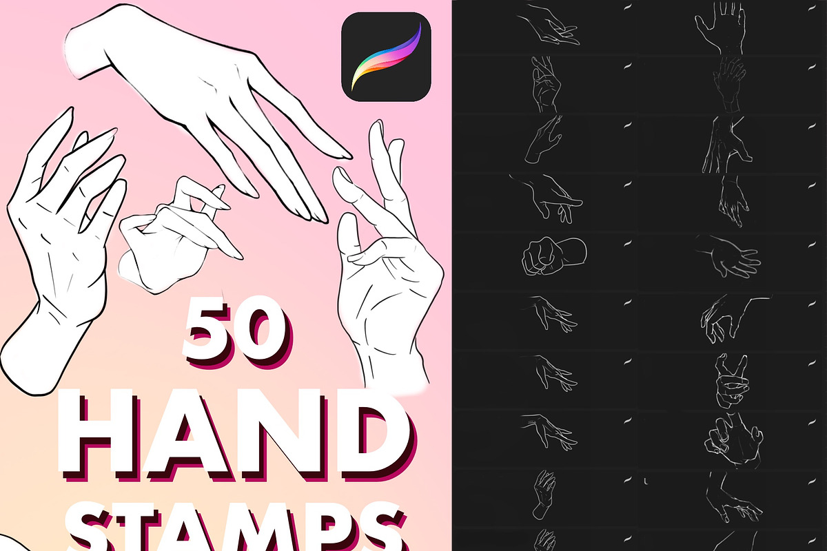 Procreate hands stamps, a Brush Add-On by vurdembrushes (Photo 1 of 3)