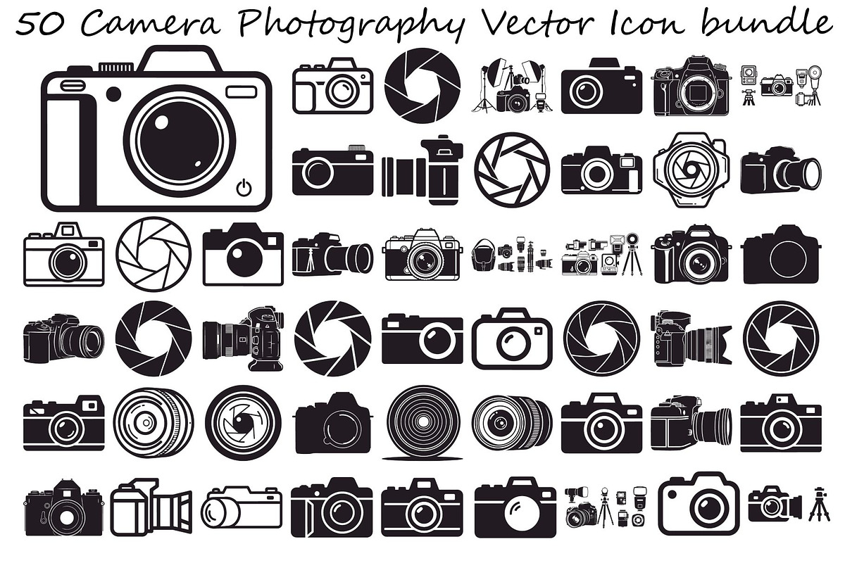 Camera Photography Vector Icon Bundl, an Illustration by Amazin_art (Photo 1 of 51)