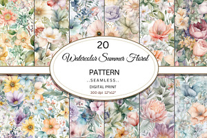 Watercolor Summer Floral Pattern