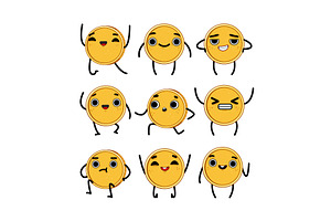 coin character set cartoon vector, an Object Illustration by pikepicture