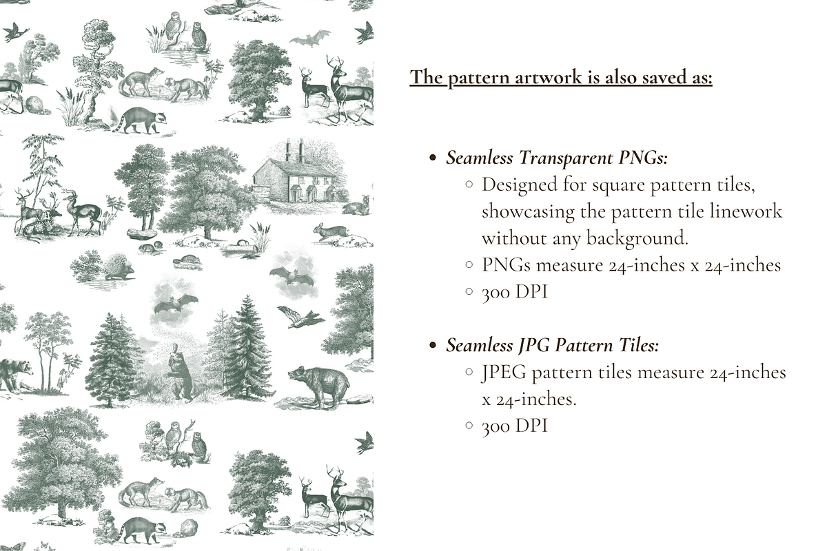 Woodland Toile de Jouy Pattern, a Pattern Graphic by Hughes Studio (Photo 6 of 7)