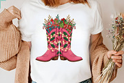 Pink Christmas Western Cowboy Boots, an Illustration by Designking (Thumbnail 4 of 4)