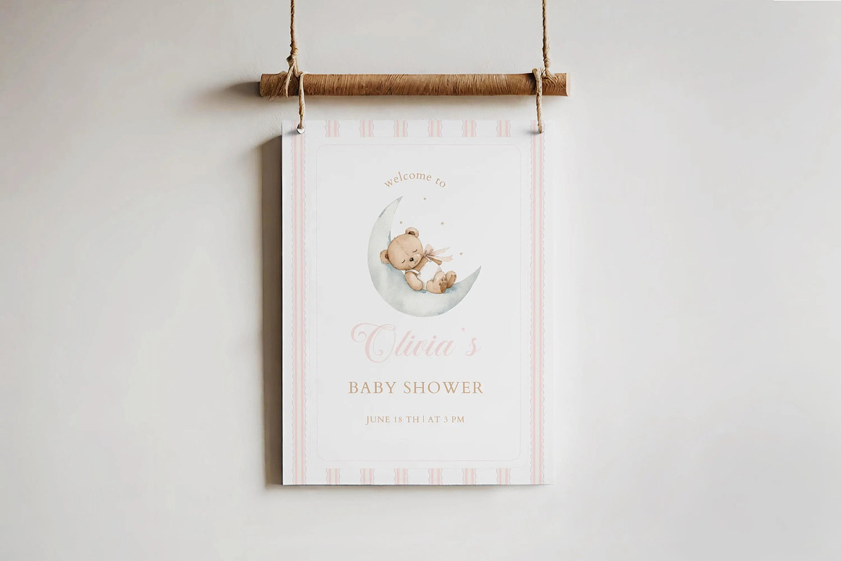 Teddy Bear Baby Shower Welcome Sign, a Flyer Template by LucaTheme (Photo 3 of 6)