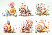Watercolor Easter Cute Snail Clipart, an Illustration by Creative Art (Thumbnail 6 of 7)