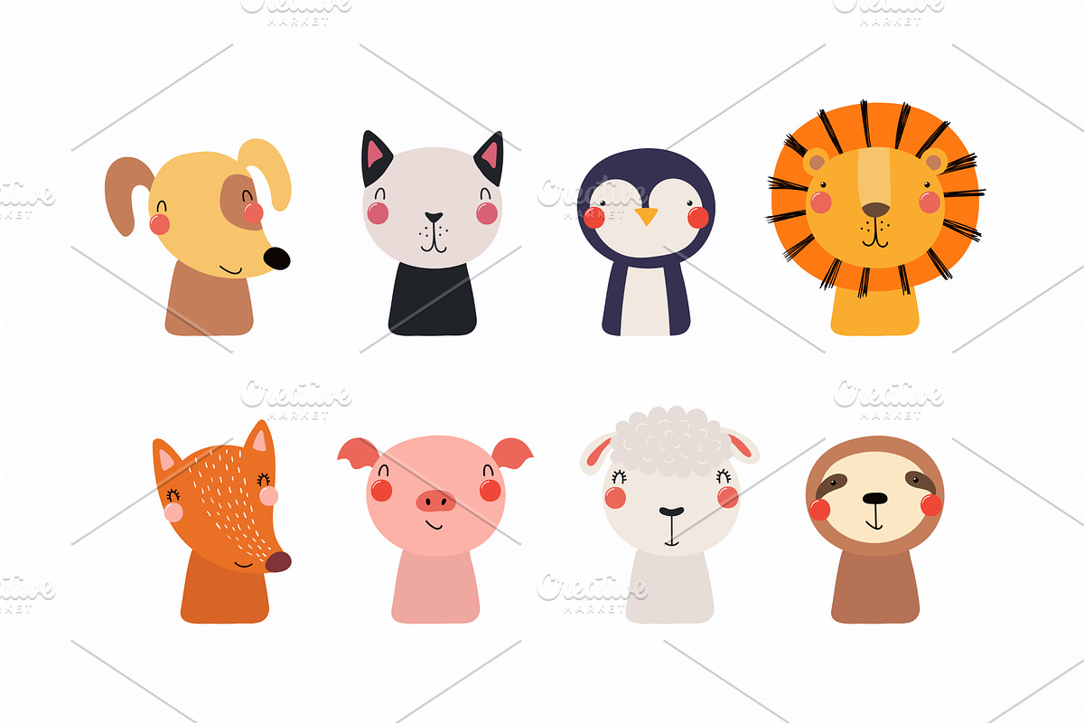 Cute little animals set, an Animal Illustration by sceptical cactus
