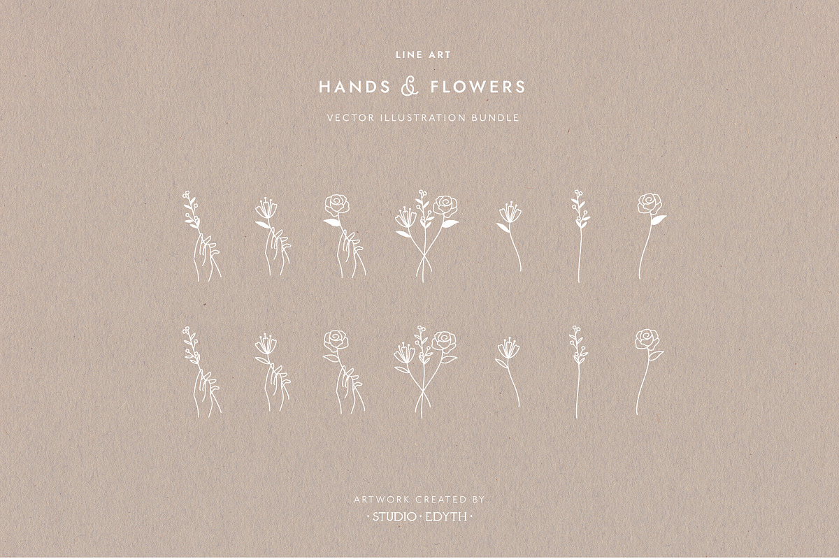 Hand and Flower Logo Elements, an Illustration by Studio Edyth (Photo 4 of 4)