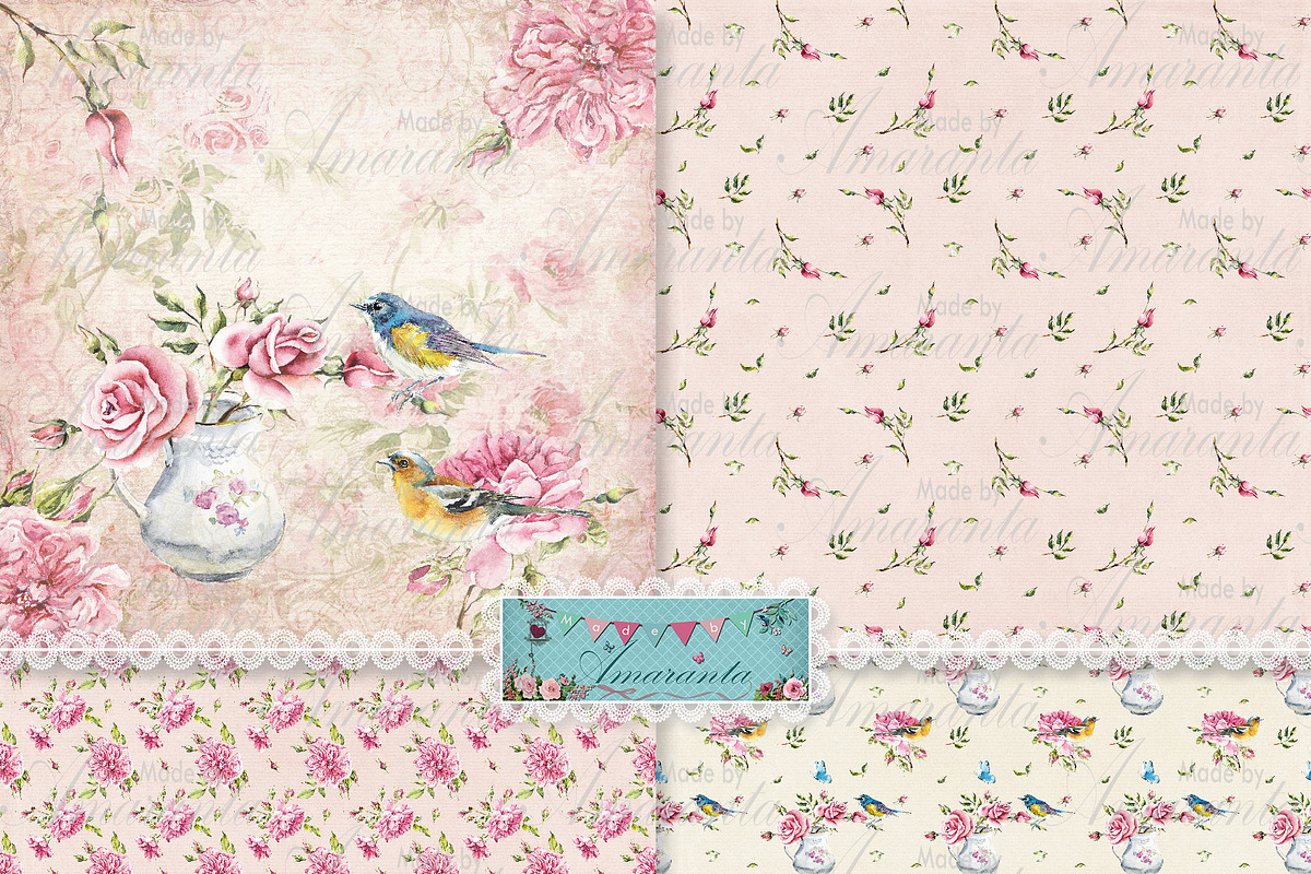 Shabby - Digital Paper Pack, a Pattern Graphic by MadeByAmaranta (Photo 3 of 5)