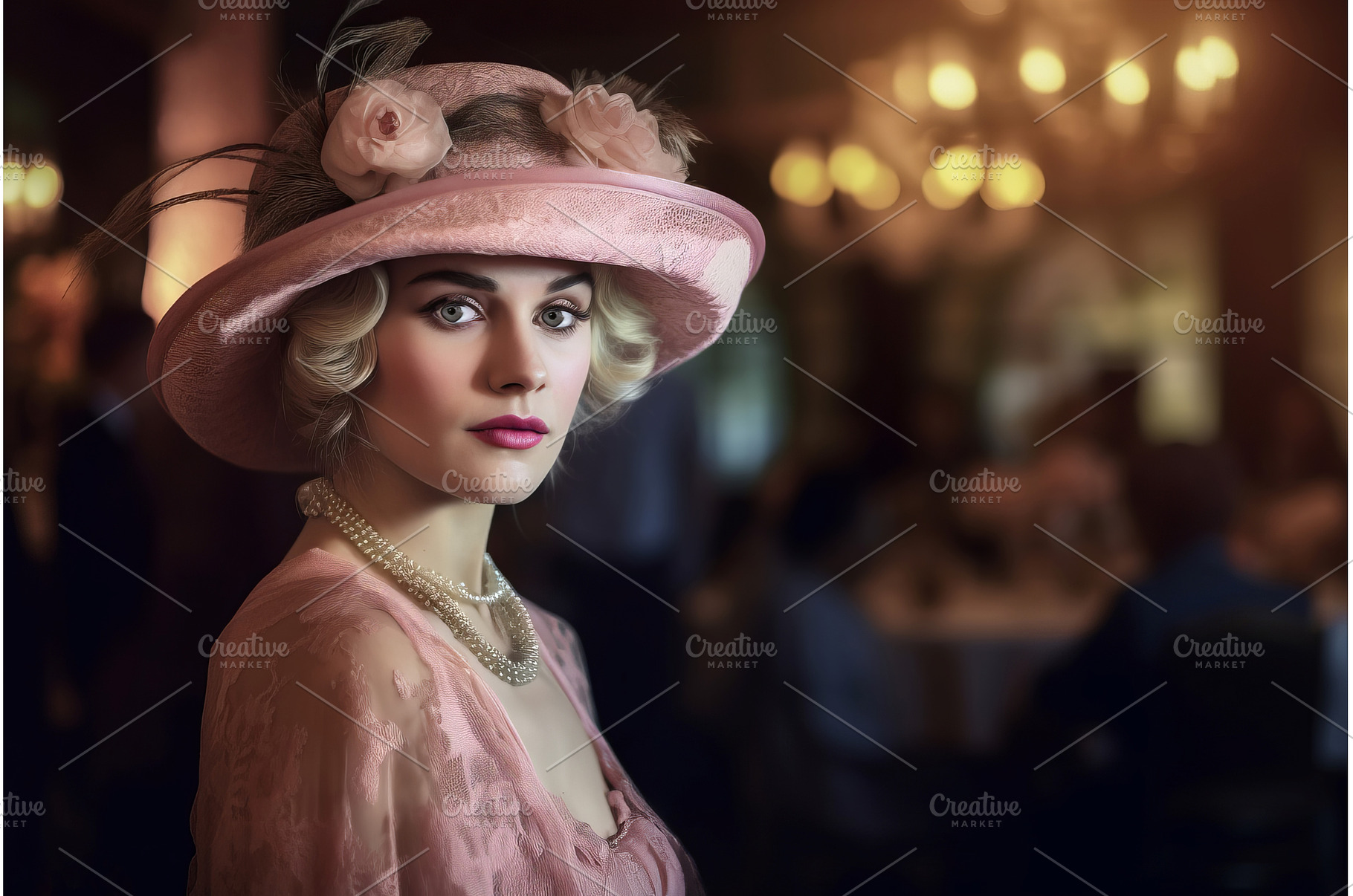 Woman pink hat face trend. Generate, a Beauty & Fashion Photo by Ylivdesign