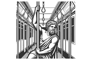 Classical Statue In Modern Subway