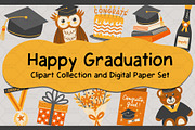 Graduation Clipart and Patterns, a Pattern Graphic by Drafts n Doodles (Thumbnail 1 of 11)