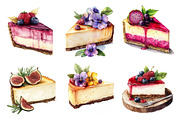 Cheesecake Watercolor Clipart, an Illustration by SinaCreation (Thumbnail 3 of 5)