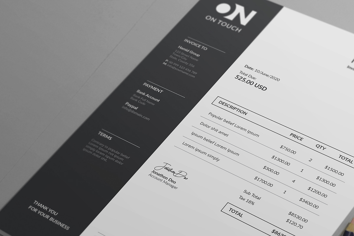 Invoice, a Stationery Template by Creatune (Photo 2 of 6)