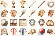 Vintage Baseball Clipart, an Illustration by DreamCafeArt (Thumbnail 2 of 7)